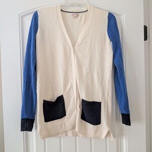 XS Merona Cream and Blue Women's Color Block Cardigan